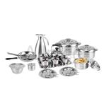 Family use stainless steel 410 cookware set kitchen 21pcs cooking pot water