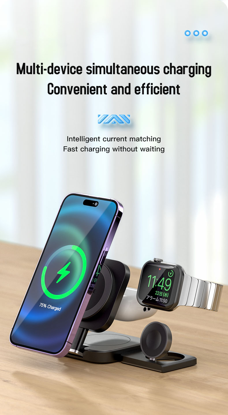 Fast Charging Magnetic Wireless Charger with 15W Maximum Output Power and Short Circuit Protection