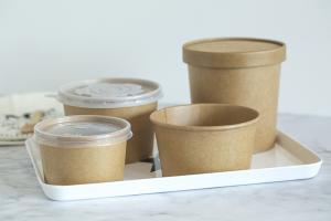 Wholesale PE Coated Bamboo Fiber Microwaveable Paper Salad Bowl With PP Lids from china suppliers