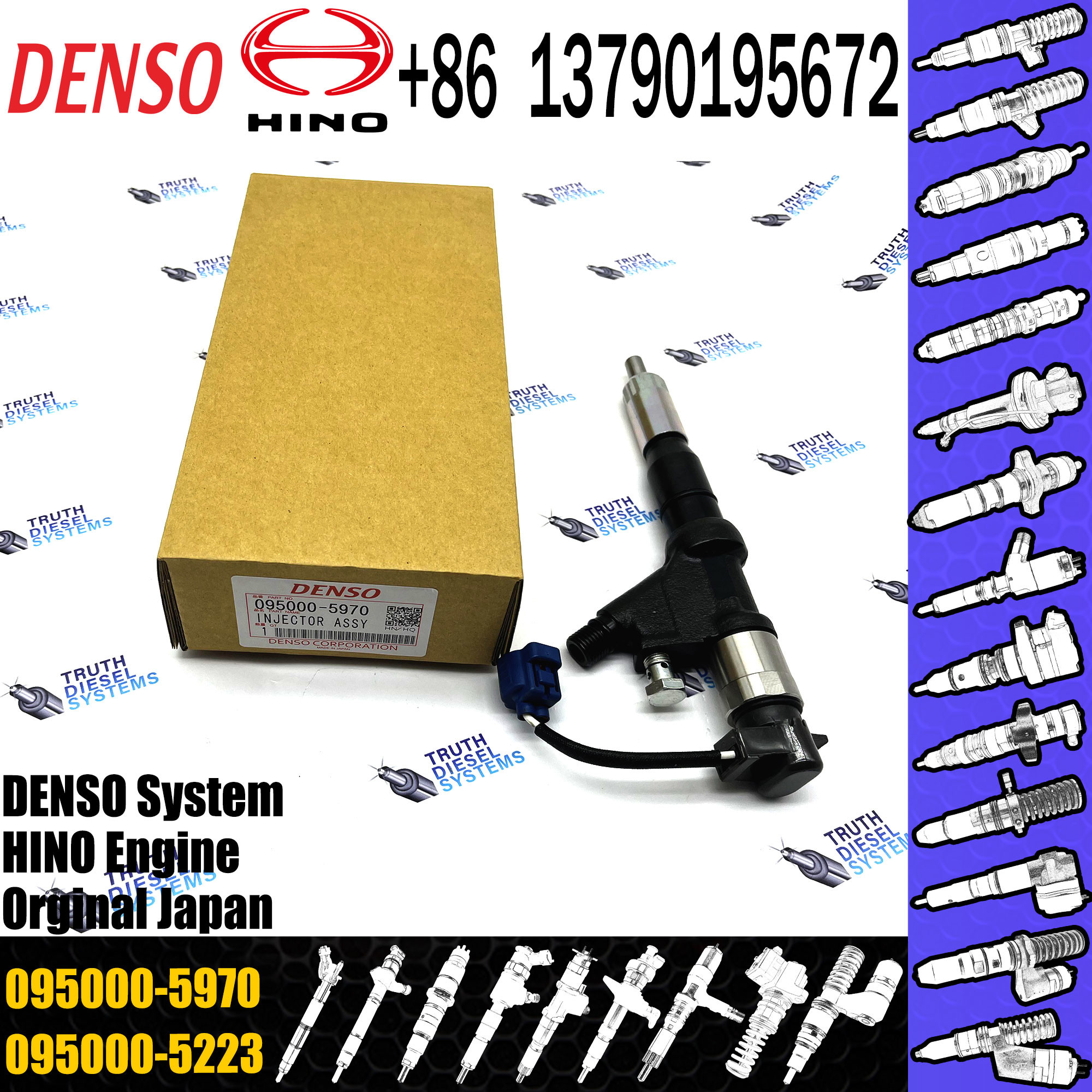 Common rail fuel injector 23670-E0360 095000-5970 095000-5971 095000-5972 for HINO 700 Series E13c