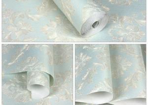 Wholesale OEM Non Woven Blue Floral Wallpaper / Embossed Wall Covering For Room Decor from china suppliers