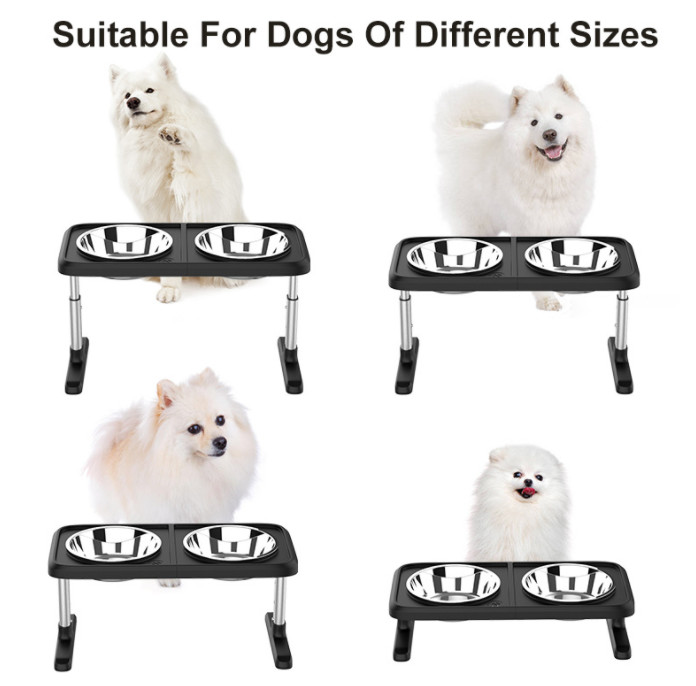 Elevated Double Raised Dog Bowls Dog Bowl And Adjustable Food Height