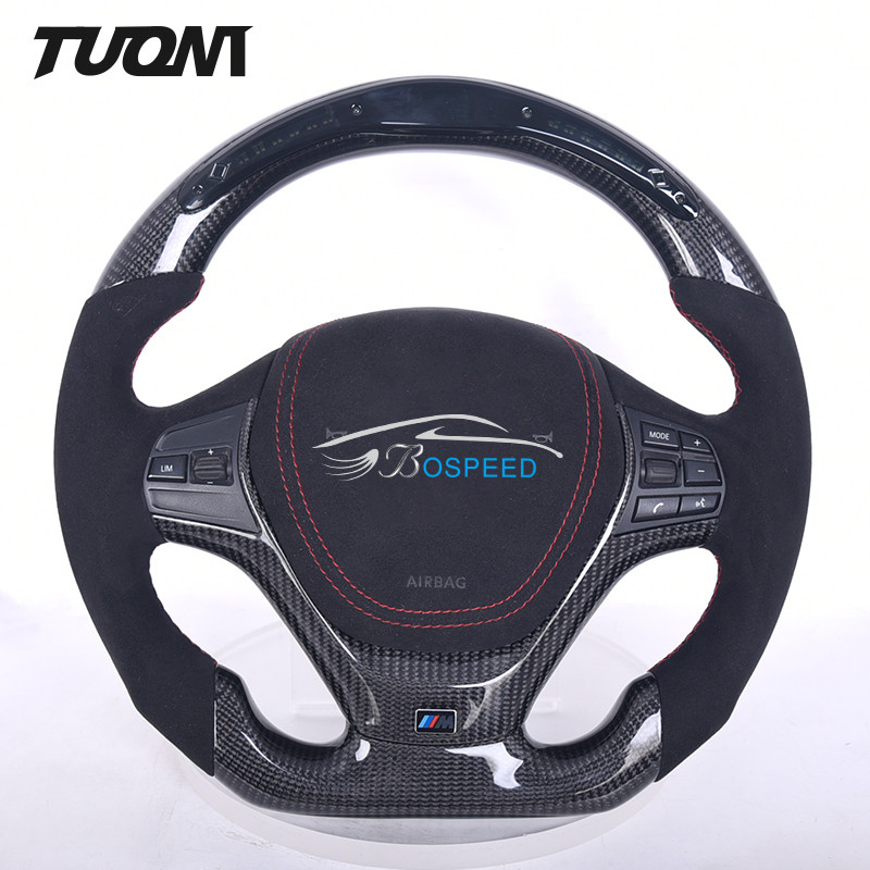 BMW 3 Series F30 Leather Carbon Fiber Steering Wheel With LED Lights OEM