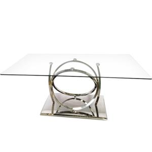 Wholesale Luxury Silver Metal Dining Table With Clear Glass For Dining Room from china suppliers