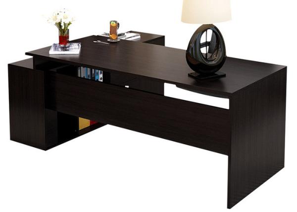 Beautiful Manager Office Furniture / Modern Office Desk Light Walnut / Black