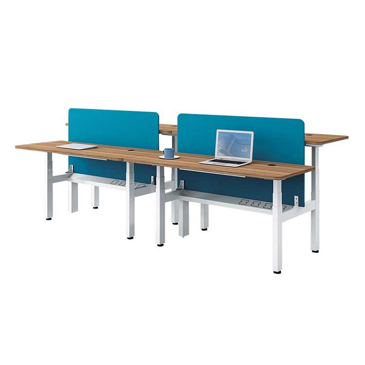 4 Person Electric Office Workstation 25mm Wooden OEM Height Adjustable Office Desk