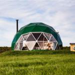 Dark Green Glamping Geodesic Dome Tent Material PVC Canvas 6m Prefab Tent