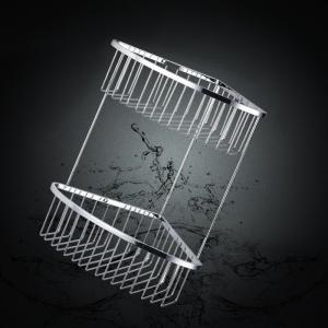 China Silver Finishing Bathroom Accessory Two Layers Corner Shower Basket on sale