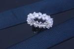 Crystal Flower Cubic Zirconia CZ Eternity Band Sterling Silver ODM