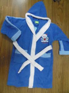 China cotton woven terry fabric embroidered boy hooded Bath Robes on sale