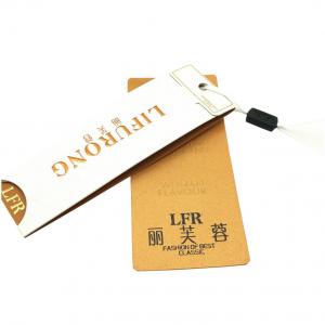 China Custom Luxury Clothing Paper Brand Swing Tags Emboss Gold Foil Stamping Logo on sale