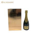 Gold Glossy Paper Wine Packaging Box Two Door Magnet Vodka Whisky Packaging Box