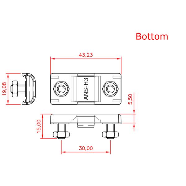 Equivalent to Littelfuse MIDI 498 IL Series 32V In-line Bolt-on ANS Fuse Holder