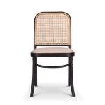 Classic Solid Wood Frame Dining Chair in Black Rattan for Living Restaurant