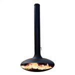 Suspended wood burning gas fireplace suspended indoor steel custom black paint