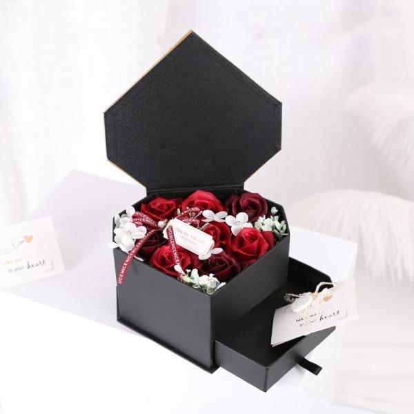 Custom 20x12 Flower Bouquet Box Black Diamond Shaped Jewelry Chocolate Gift With