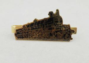 China Small Nickel Custom Gold Personalized Tie Bar Gift With Epoxy Black Train on sale