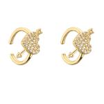 Gold Plated Diamond Ear Bone Clip Earrings 925 Silver Zircon Pentagram Heart