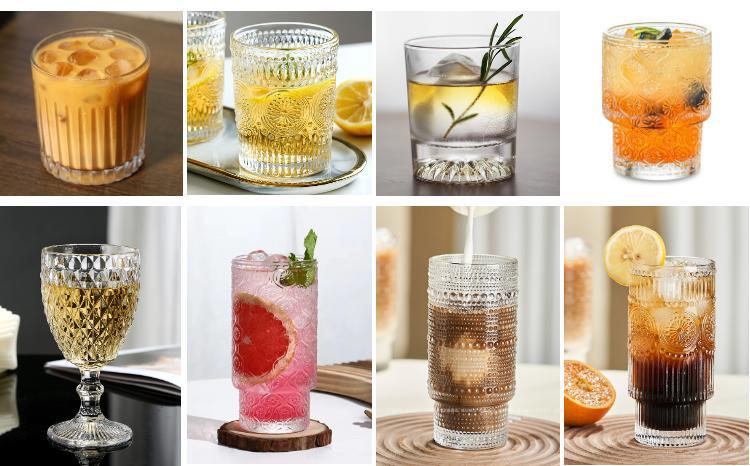 Embossed Crystal Sun Flower Shape Coffee Water Glasses