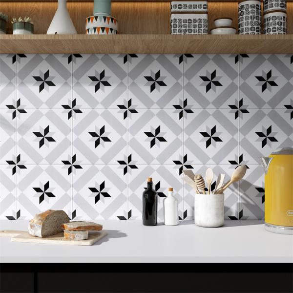 Gray And Black 200x200mm Decorative Indoor Wall Ceramic Rustic Tiles For Living