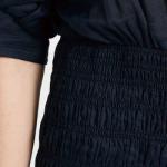 Ladies Casual Dress Collared Neck Elbow Length Puff Sleeve Ruffle Hem Polyester