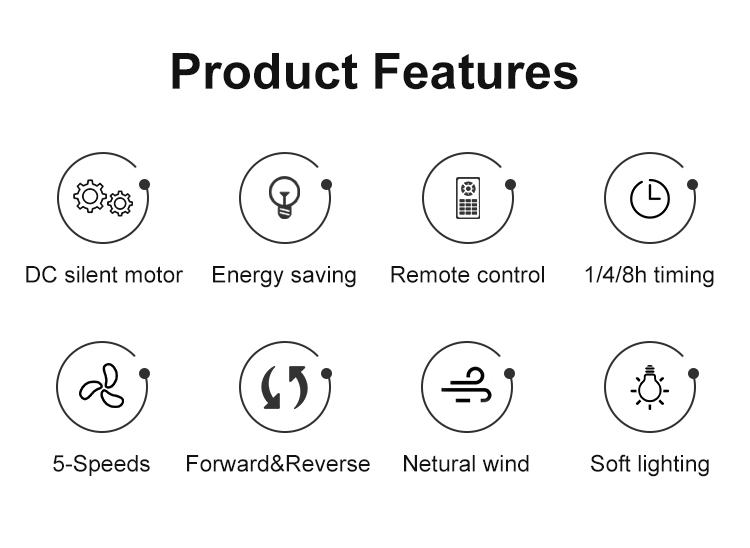 Newest Product Cooling Air Black Ceiling Fan with Multicolor LED Light by 1stshine