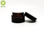 30g Amber Color Face Cream Glass Jar , Cream Storage Jars With Black Cap