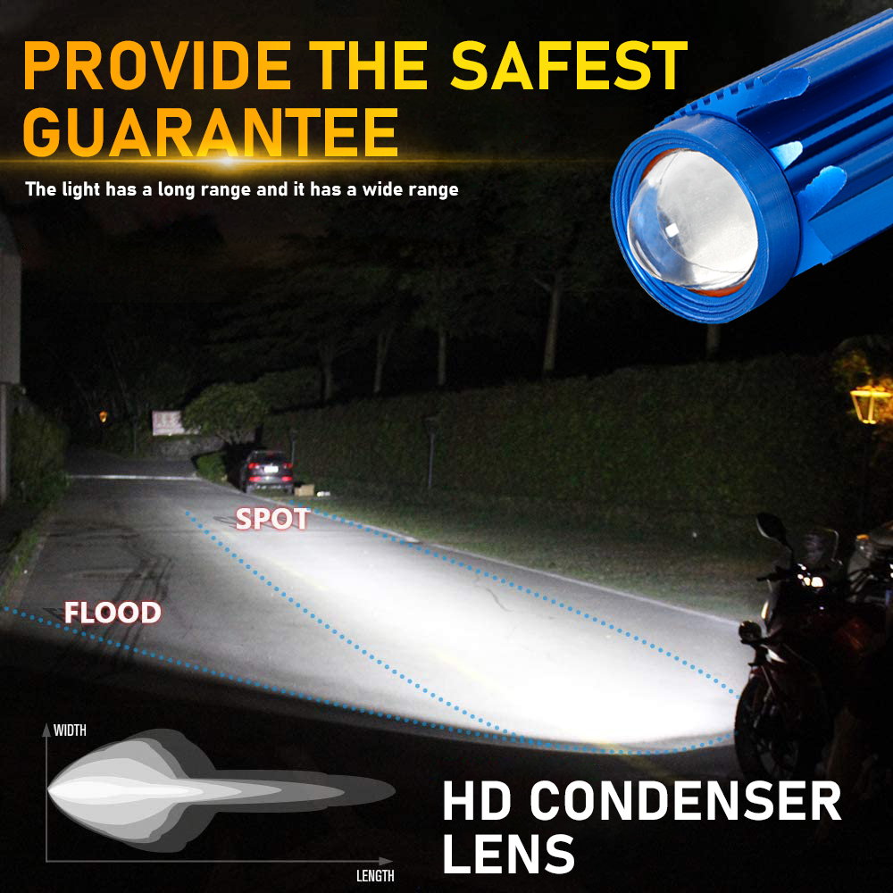 White Yellow Flash Motorcycle Spotlight LED Light External Mini Driving Light