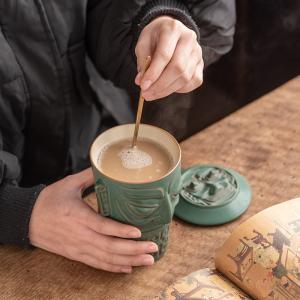 Wholesale Large Capacity Water Cup with Lid and Spoon Featuring Sanxingdui Culture Design Style from china suppliers