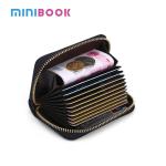 GENUINE LEATHER Accordion Card Wallet for Men Short Front Pocket Organ Card
