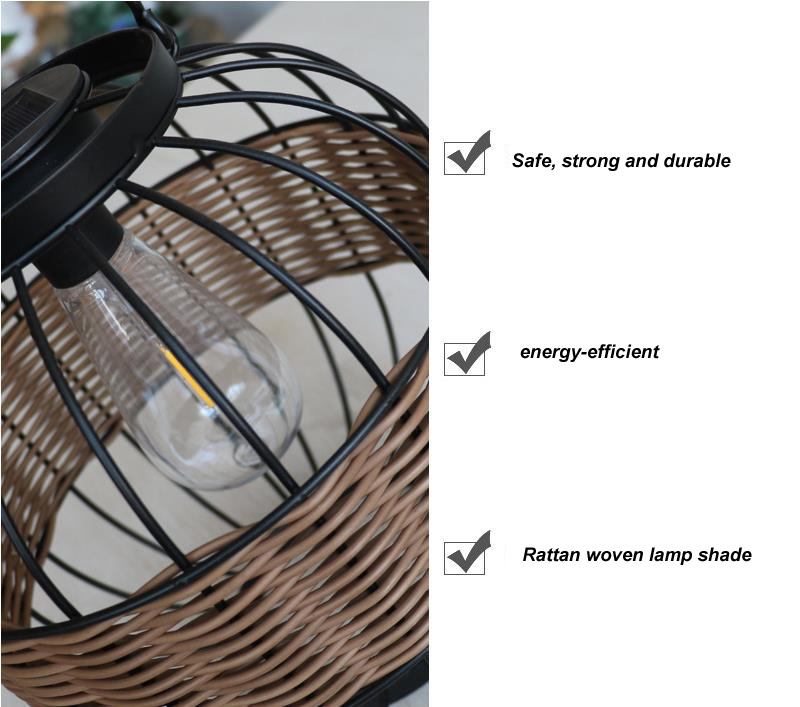 Waterproof Outdoor Rattan Lamp Shades For Balcony Garden Yard