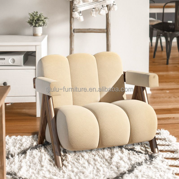 Sturdy Modern Design Wooden Fabric Living Room Upholstered Dining Chair Sofa Set Furniture