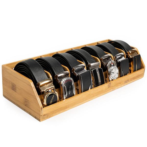 Upgrade Your Closet with Our Sustainable Bamboo Belt Display Case 7 Dividers