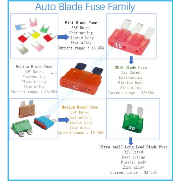 Withstand High Temperature PA66 Nylon Housed Auto Fuse 40A 32V For Automotive Passenger Car