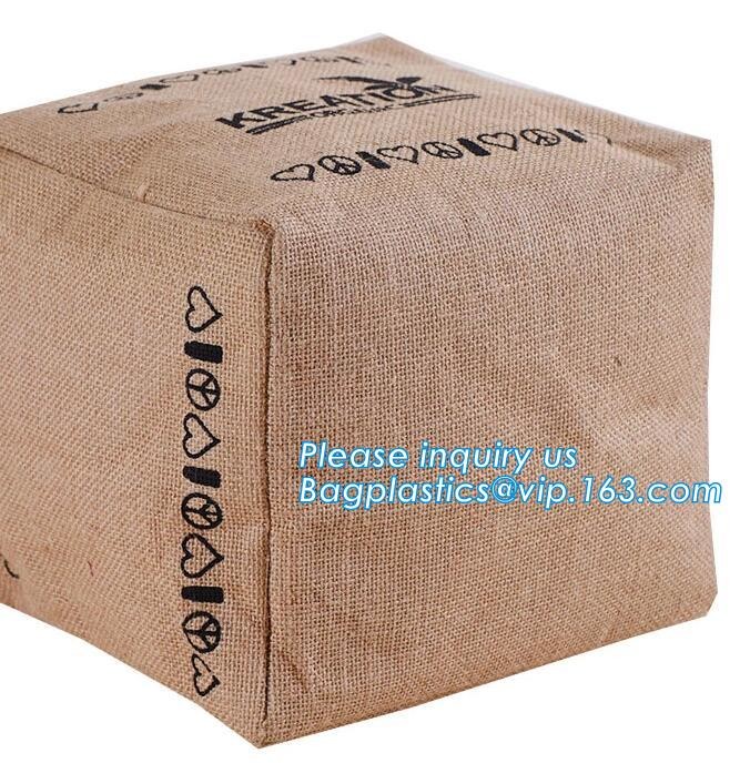 Fabric 3 sets Jute home organization storage basket/boxes stackable for household with cotton handle bagease package