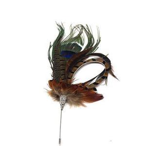 Wholesale Dyed Suit Decoration Peacock Feather Hat Pin With Accessory 5x10 Cm from china suppliers