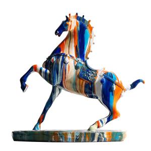 Wholesale Vintage Camouflage Galloping Horse Resin Sculpture Bamboo Wall Art for Home Decoration from china suppliers