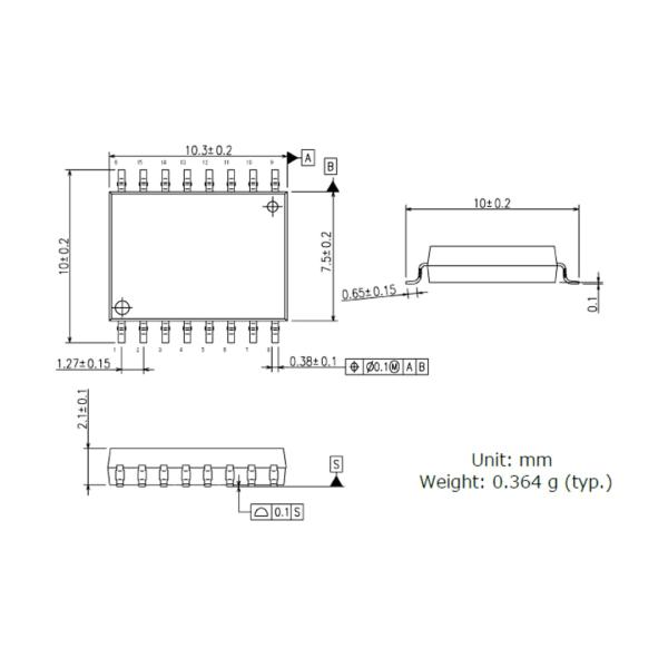Mechanical Drawing - Toshiba TLP5212 IGBT Gate Drive Photocoupler TLP5212 Logic Output Gate Drive Optocoupler 25mA For Industrial