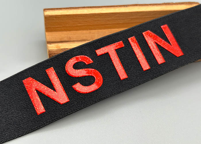 40mm Black Renewable Printed Elastic Band Glossy Logo For Clothing
