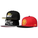 100% Acrylic Gold Thread New Era Snapback Caps Embroidery 48cm Flat Leather Brim