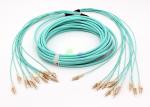 IEC Grade C Breakout Fiber Optic Patch Cables , Aqua 12F LC - LC OM3 Fiber Patch