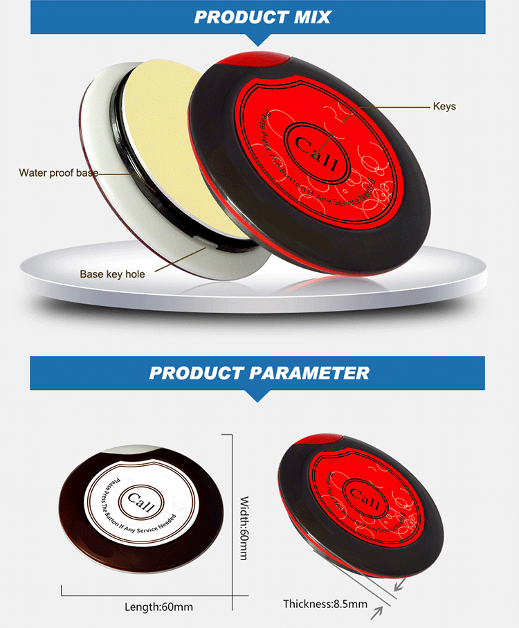 sticker customizable restaurant call system wireless call button