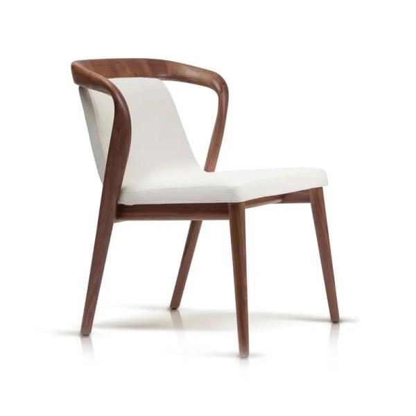 White/Brown Nordic Design Modern Sample Restaurant Chairs Solid Wood PU Leather