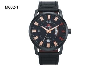 Wholesale 3 Pointers Simple Dial Men's Quartz Watch Date Leather Band Wristwatch M602 from china suppliers