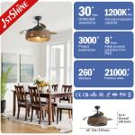Woven Rattan Cage Ceiling Fan With Light Villatic Invisible Blade Dc 240v