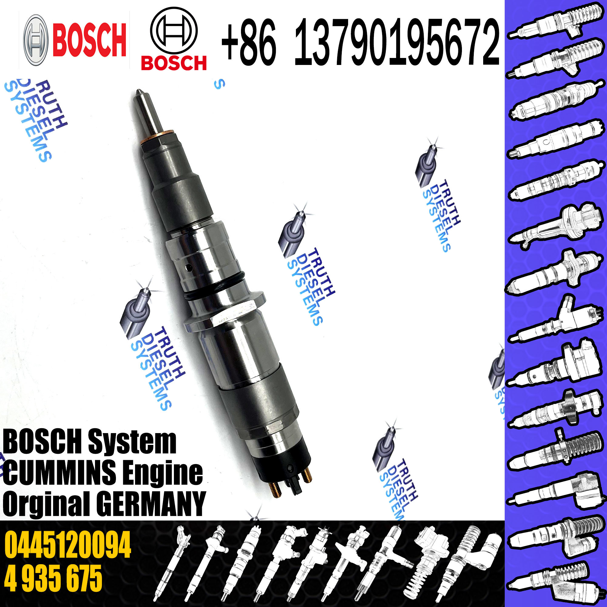 Bosch Common Rail Fuel Injector 0445120120 0445120094 4935675 49458070433172037 for Ford Cargo Cummins