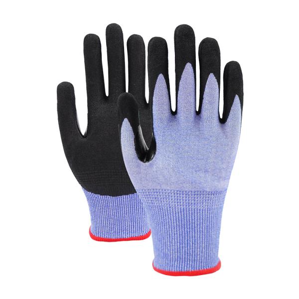 18 Gauge Anti Cut Nitrile Coating Gloves Reinforced Thumb Crotch Superior Grip