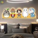 Cartoon figure decoration mural lamp painting for children's room bedside