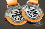 Cut Out And Color Filled Metal Award Medals Antique Plating Satin Ribbon