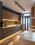 Waterproof Fireproof Gloss Smart Wood Kitchen Wall Cabinet with HDF Door